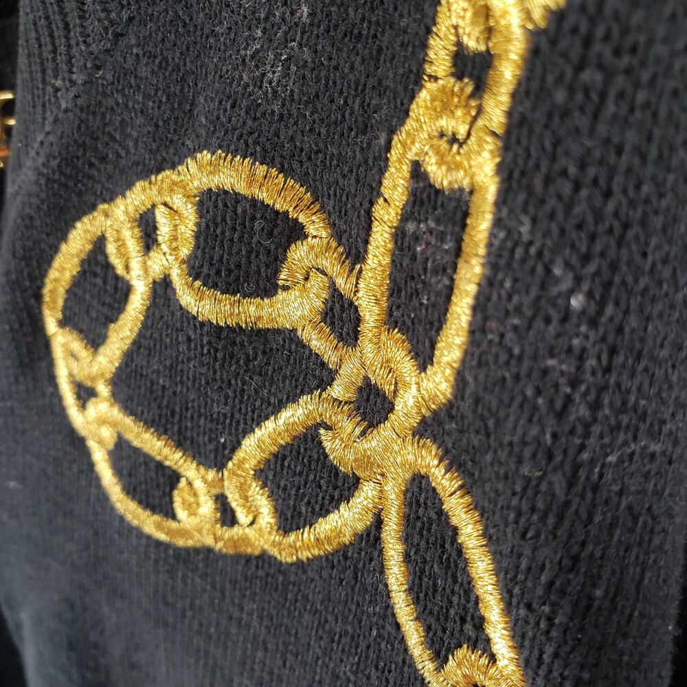 Elisabeth by Liz Claiborne Size 1X* Cardigan Black and Gold Chain Button-Down - Picture 8 of 10